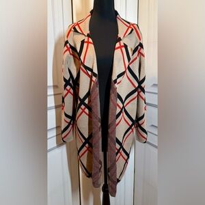 Geometric Open Front Cardigan Sweater